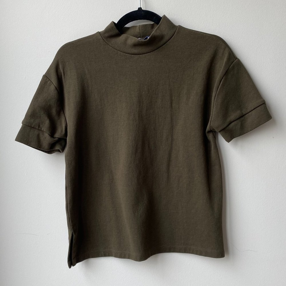 Zara Mock Neck Short Sleeve Top